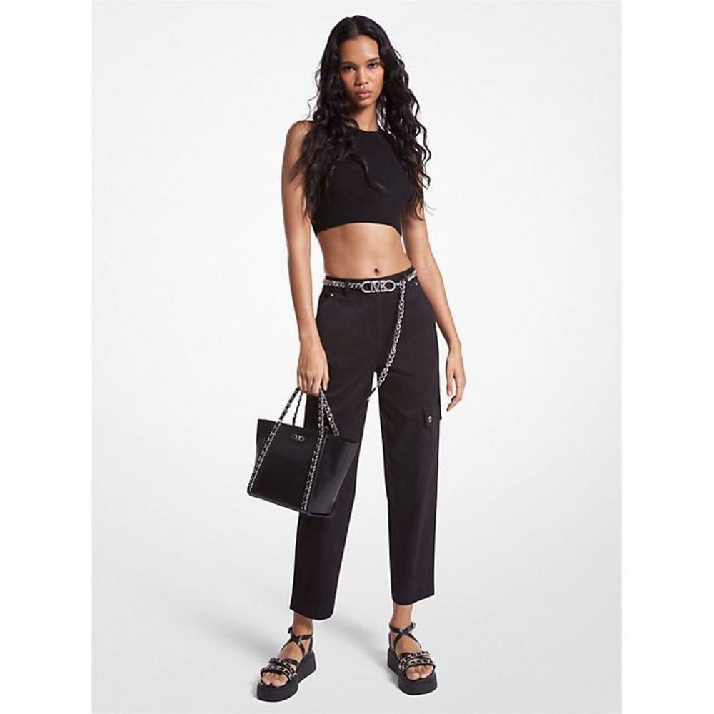 Michael Kors Women's US 8 Stretch Organic Cotton Cargo Pant Black